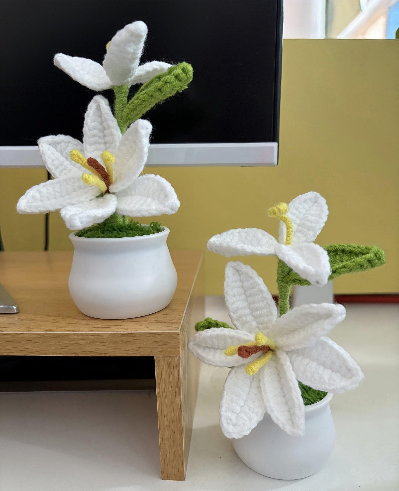 Amazon.com: zbstream Crochet Lily Flowers, 2pcs Handmade Knitted